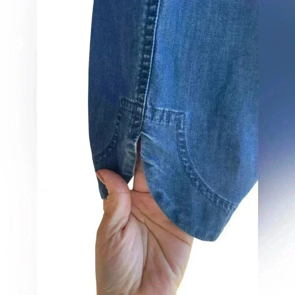 J CREW women’s DENIM SHIRT DRESS long sleeves front patch pockets  Size S - Picture 6 of 7